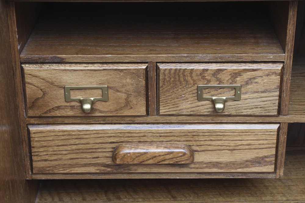 Mid-Century Pine Roll Top Desk