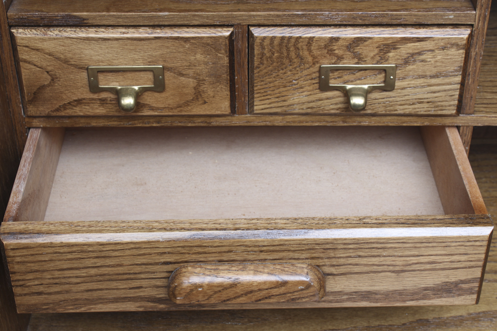 Mid-Century Pine Roll Top Desk