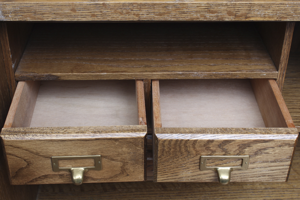 Mid-Century Pine Roll Top Desk