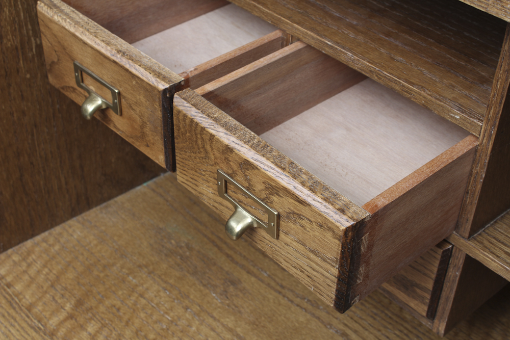 Mid-Century Pine Roll Top Desk