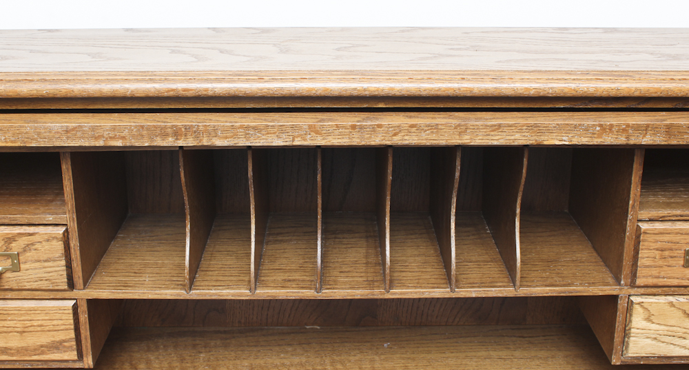 Mid-Century Pine Roll Top Desk