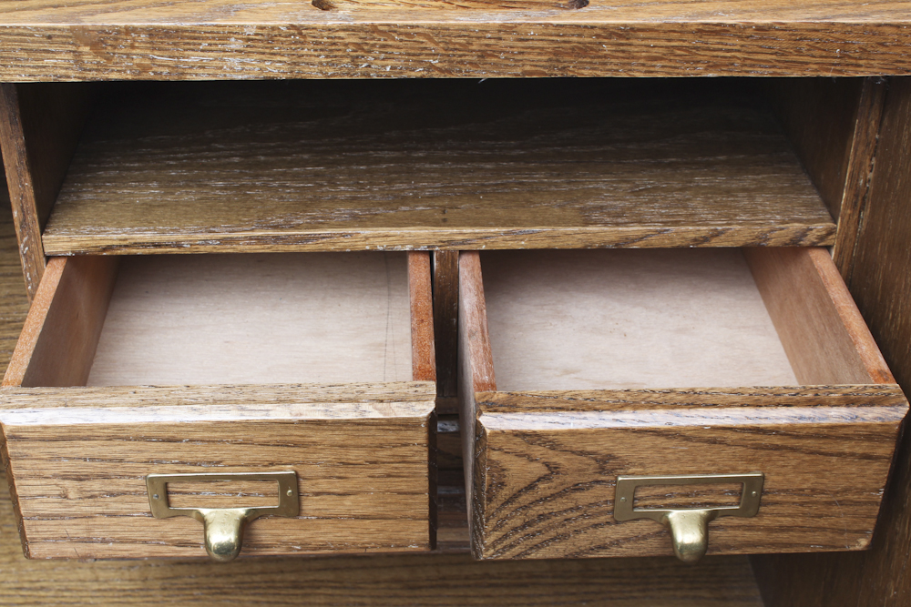 Mid-Century Pine Roll Top Desk
