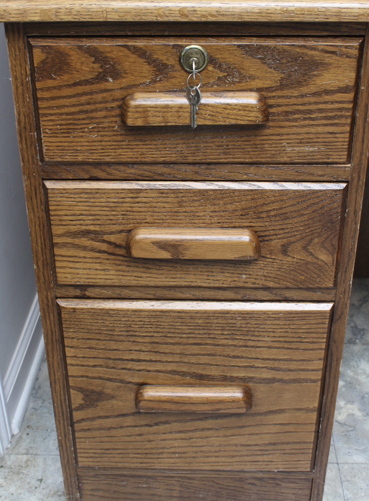Mid-Century Pine Roll Top Desk
