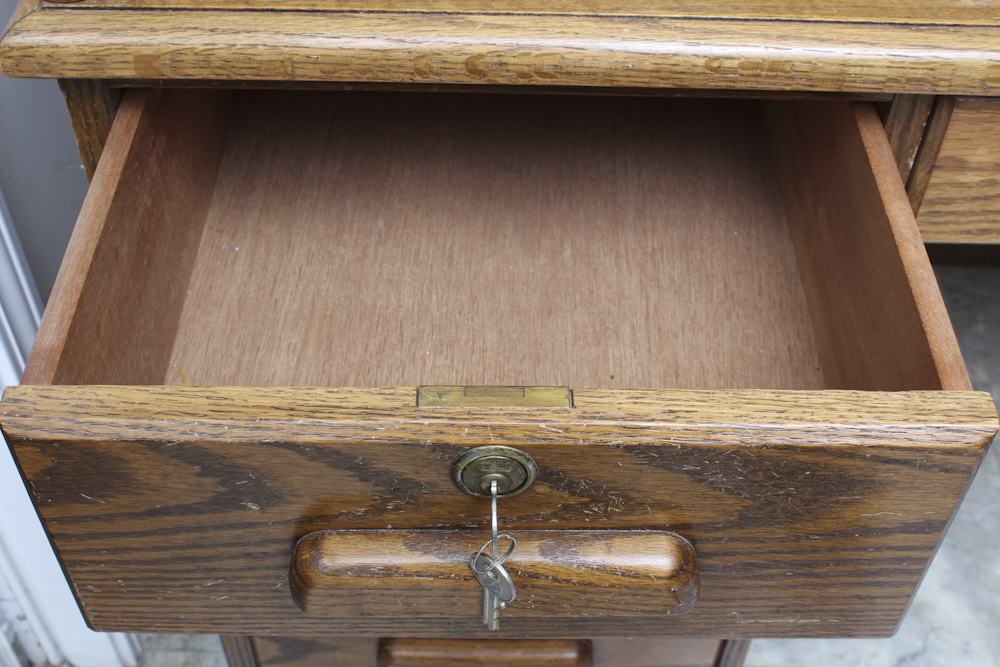 Mid-Century Pine Roll Top Desk