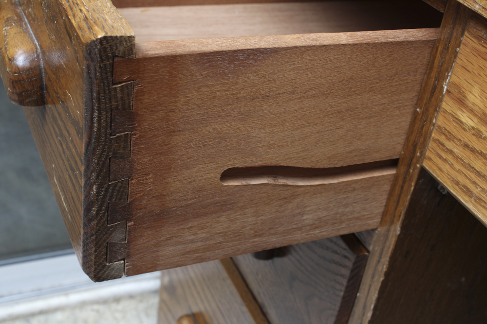Mid-Century Pine Roll Top Desk