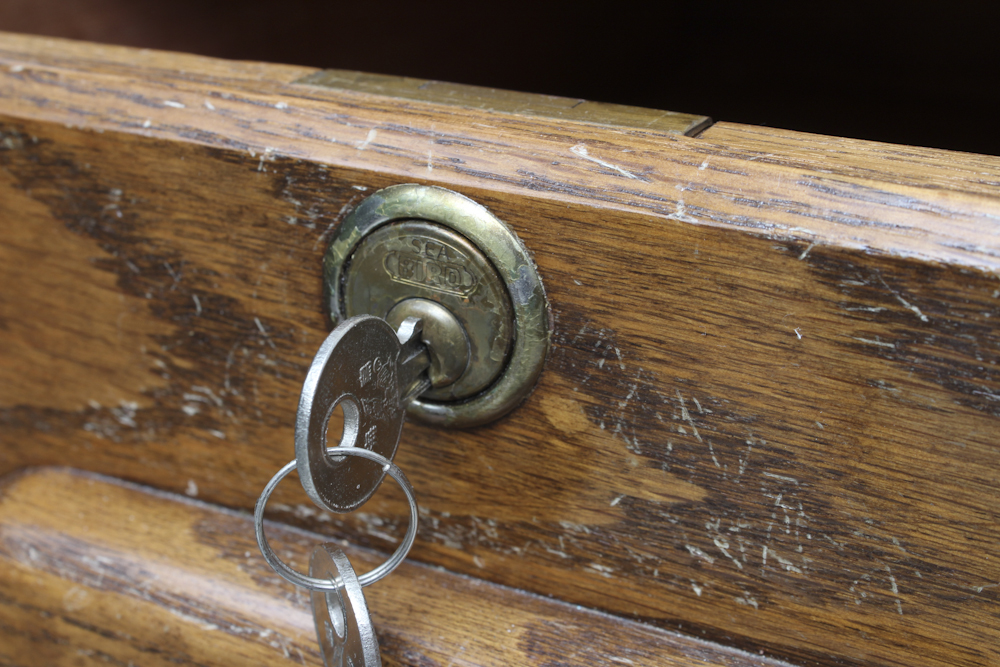 Mid-Century Pine Roll Top Desk