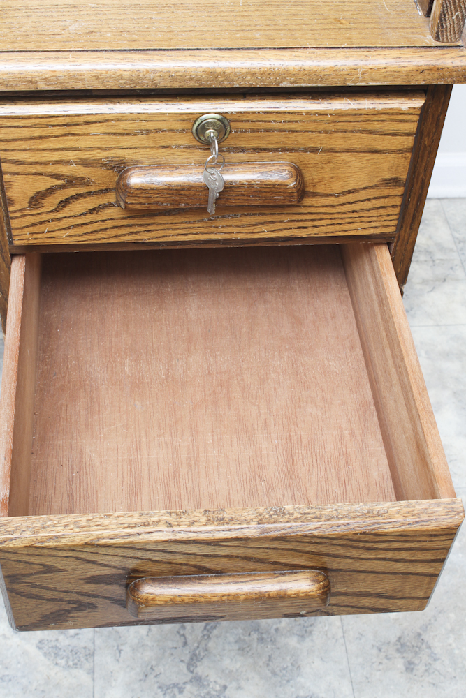 Mid-Century Pine Roll Top Desk