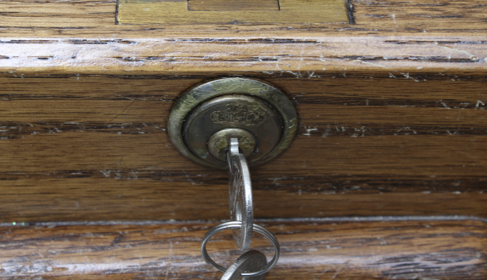 Mid-Century Pine Roll Top Desk