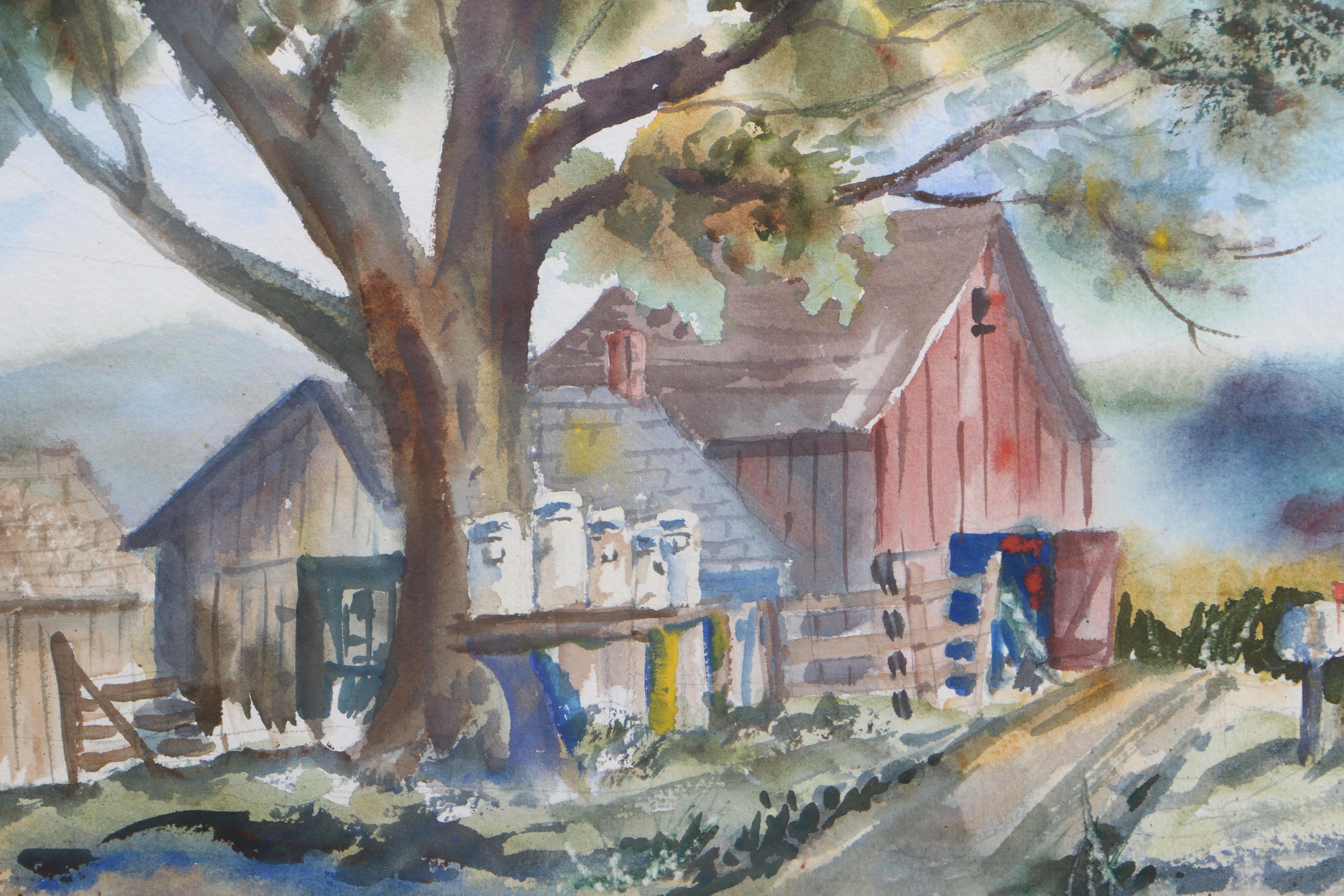 Aileen Berg Watercolor Paintings on Paper of Farmscapes