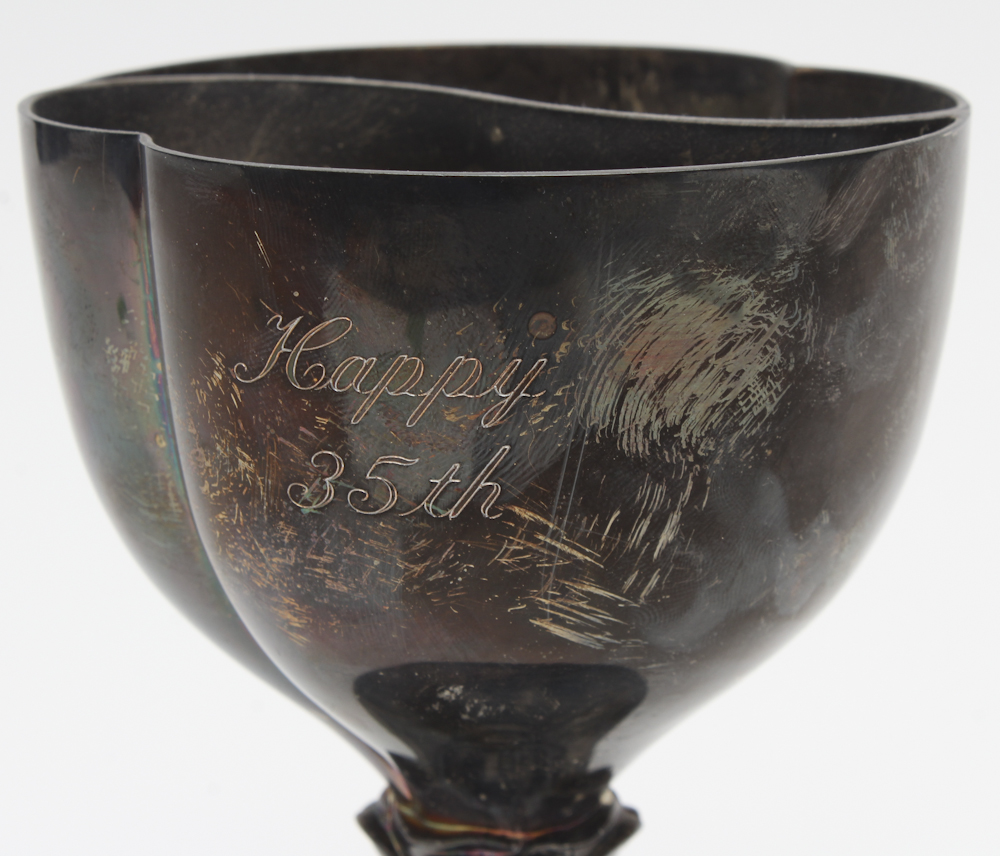 Hordon Silver Plate Interlocking Anniversary Goblets