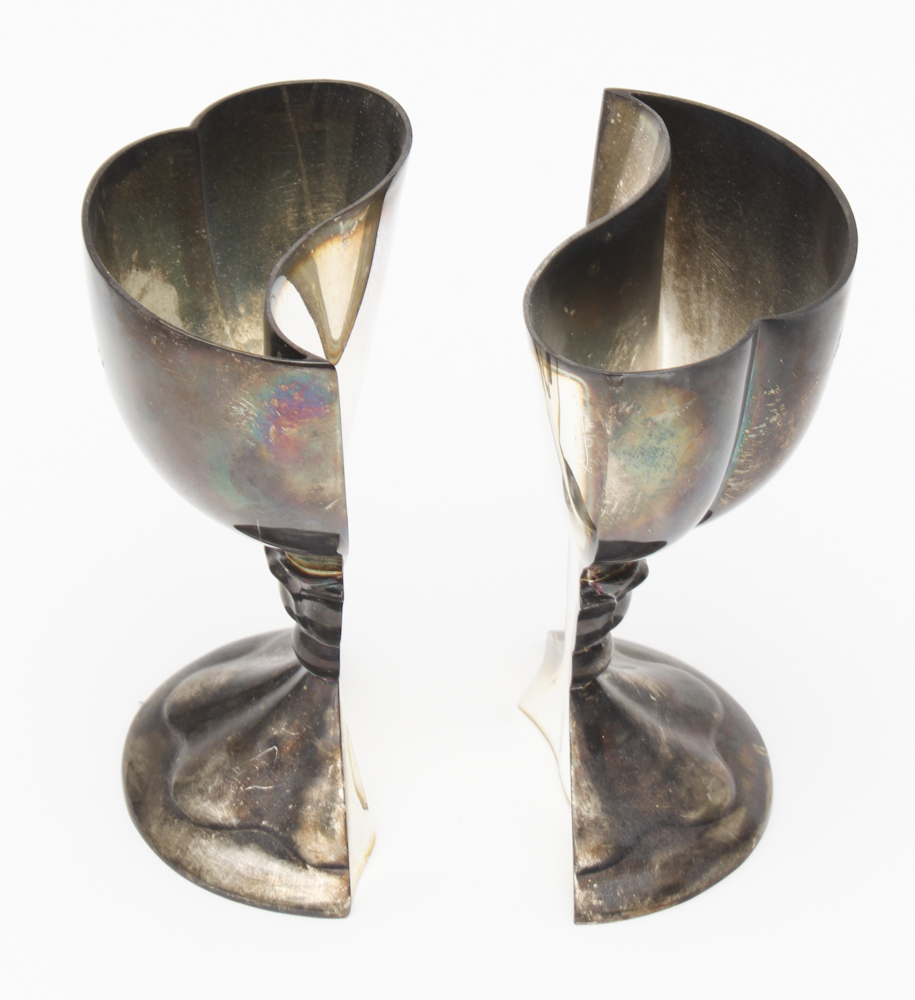 Hordon Silver Plate Interlocking Anniversary Goblets