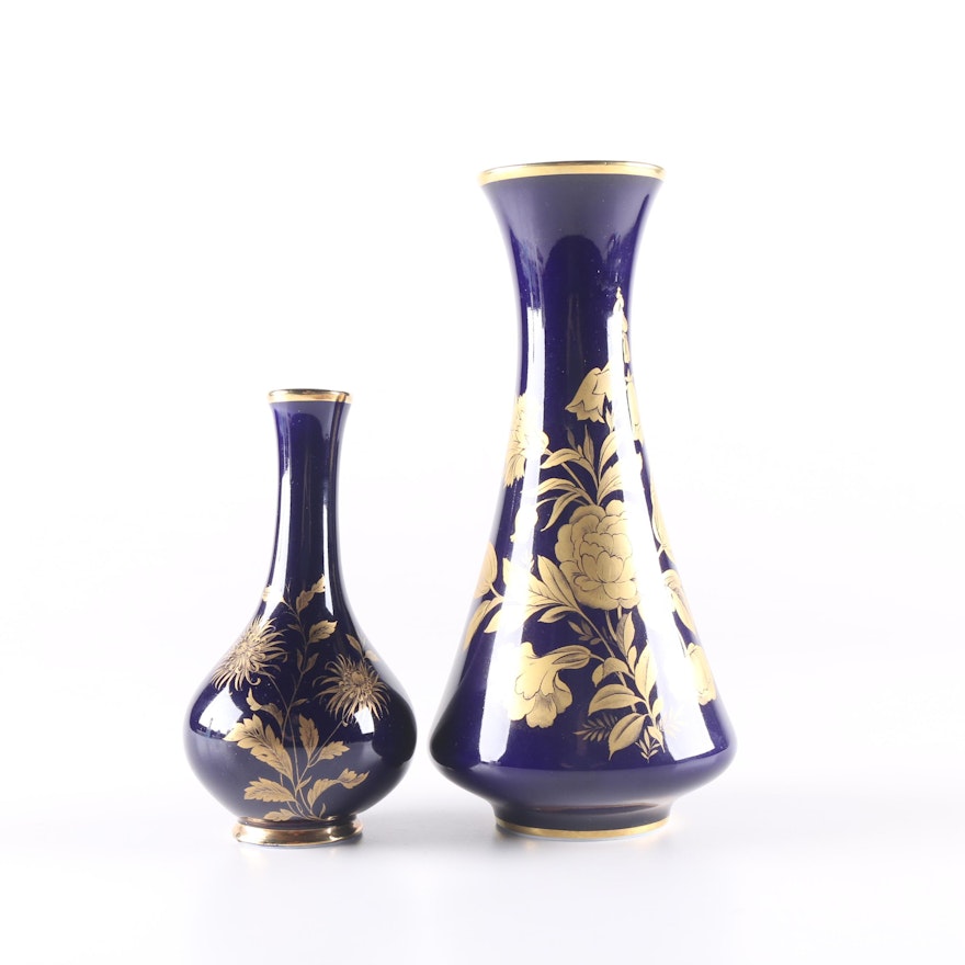 Bavarian Royal KPM Cobalt Porcelain Vases