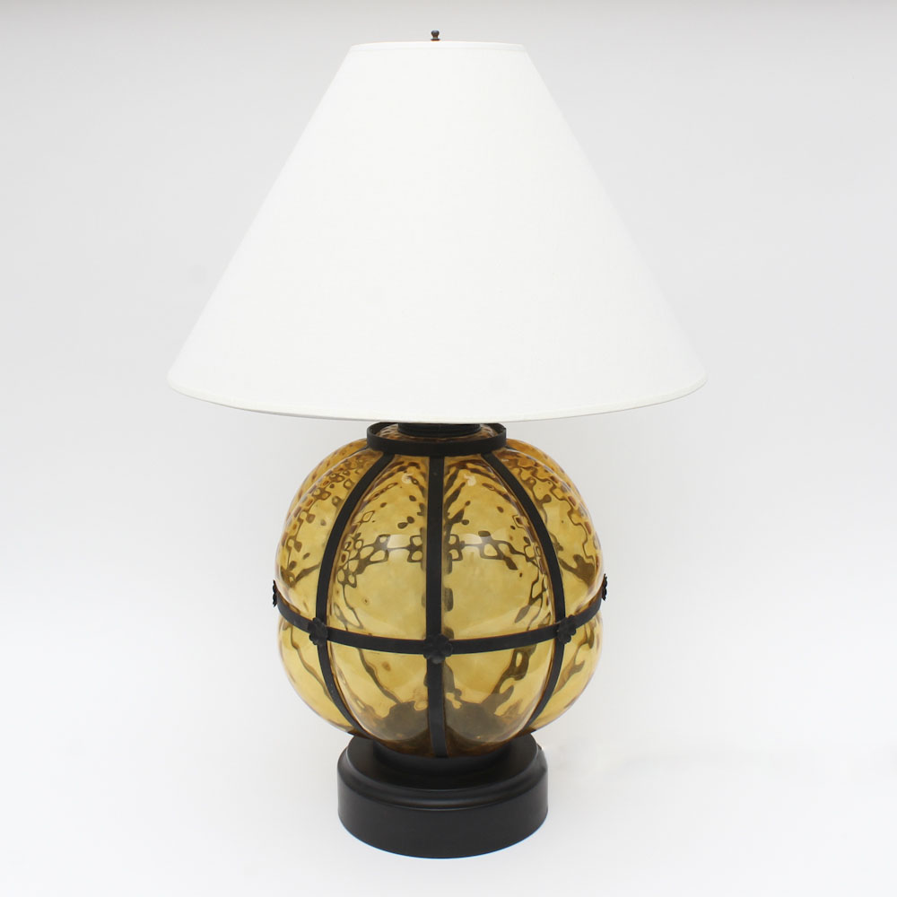 Amber Glass Table Lamp