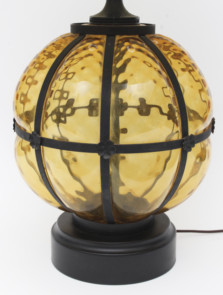 Amber Glass Table Lamp