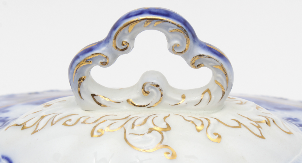 Antique Flow Blue Henry Alcock Lidded Serving Dish