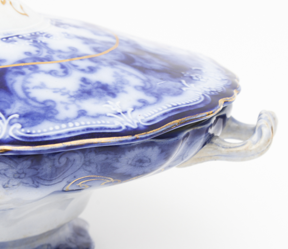 Antique Flow Blue Henry Alcock Lidded Serving Dish