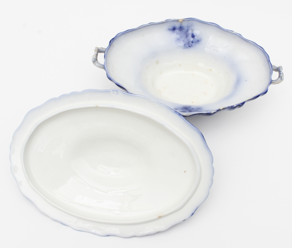 Antique Flow Blue Henry Alcock Lidded Serving Dish