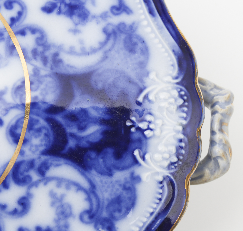 Antique Flow Blue Henry Alcock Lidded Serving Dish