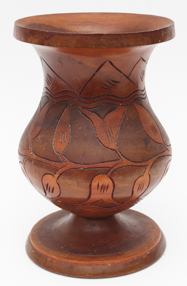 Decorative Carved Wooden Vase