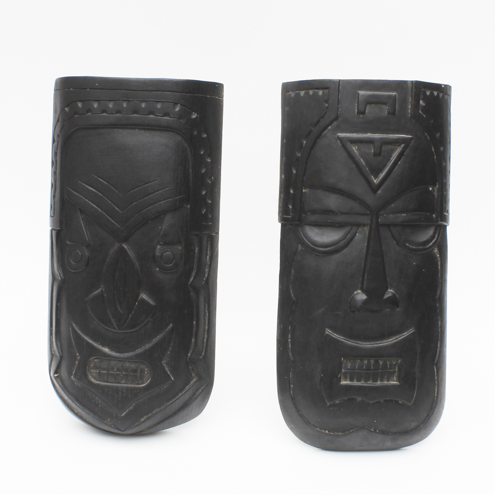 Pair of Equadorian Carved Wooden Masks