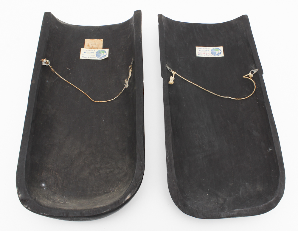 Pair of Equadorian Carved Wooden Masks