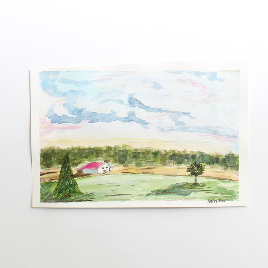 Original Landscape Watercolor by Barabara Hubschman