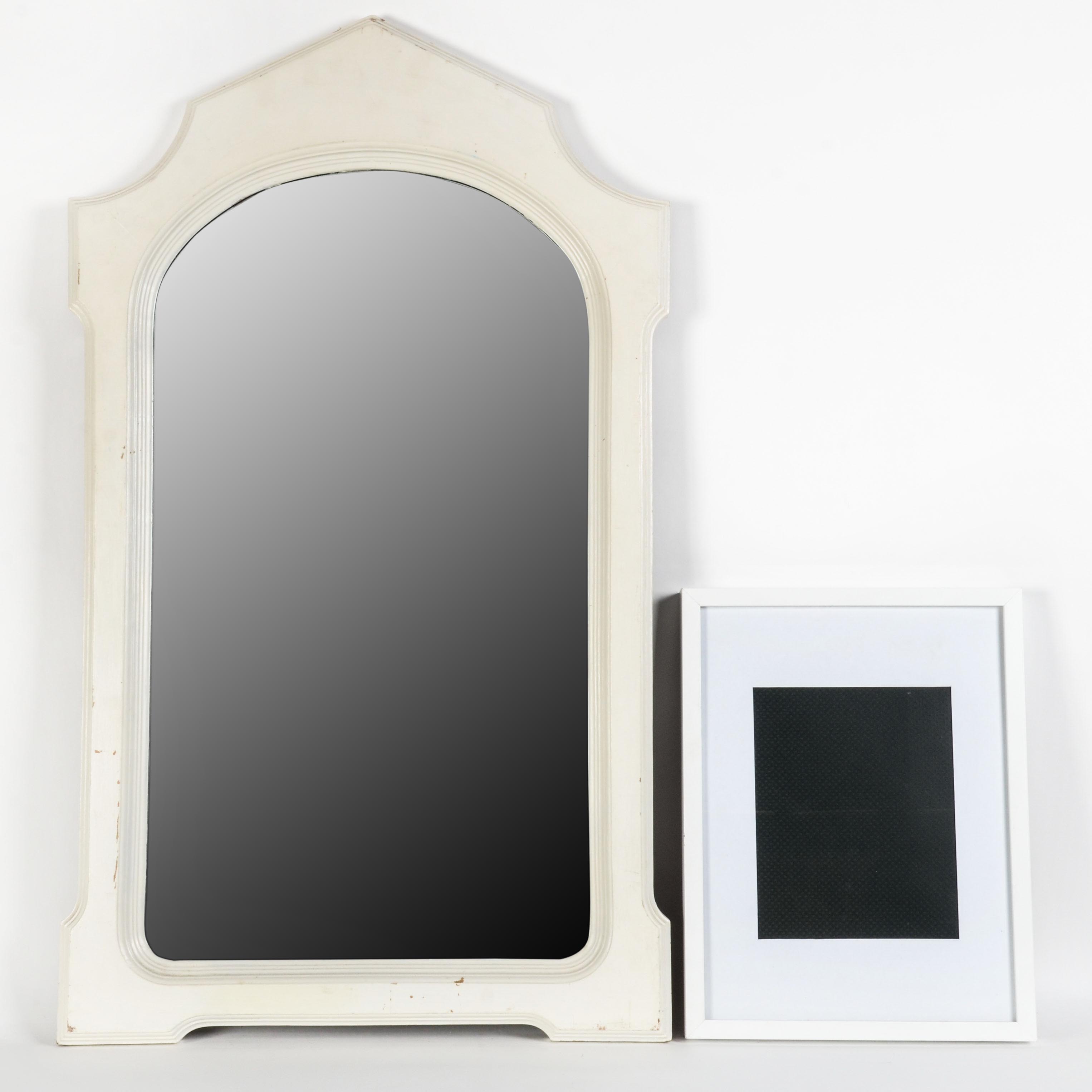 Vintage Framed Wall Mirror and Framed Art Print