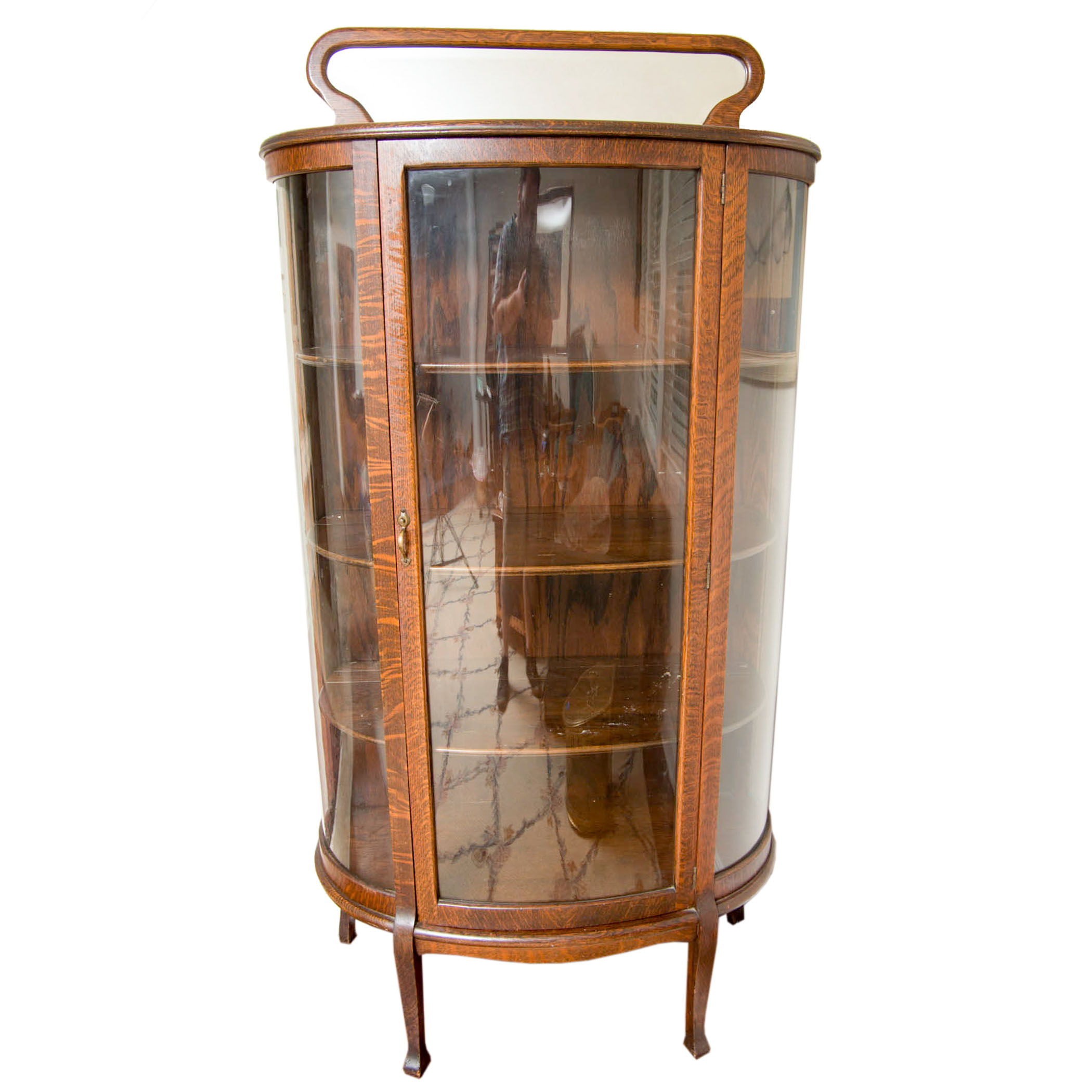 Antique Oak Demilune Curio Cabinet by Alliance Furniture Company