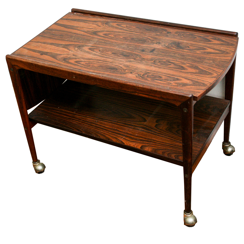 Vintage Rosewood Danish Modern Bar Cart