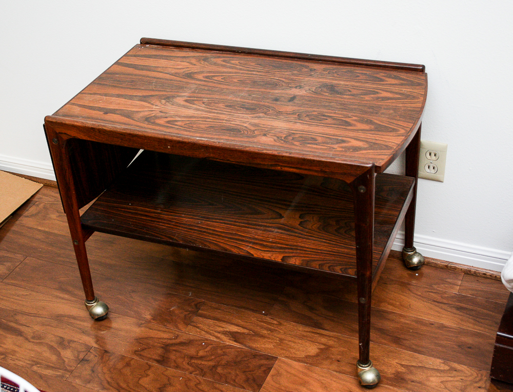 Vintage Rosewood Danish Modern Bar Cart