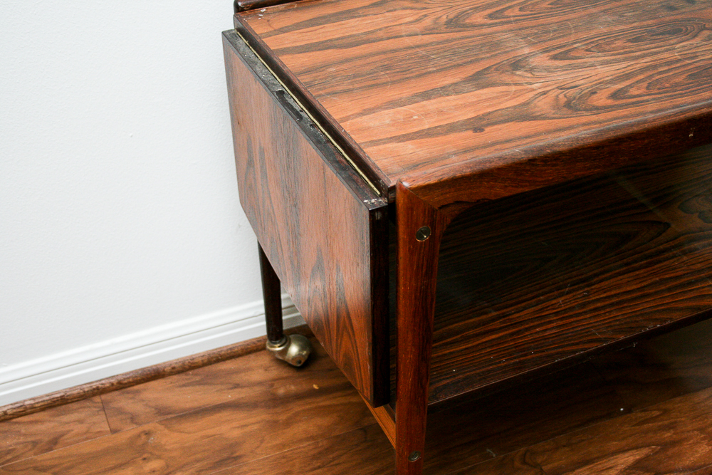 Vintage Rosewood Danish Modern Bar Cart