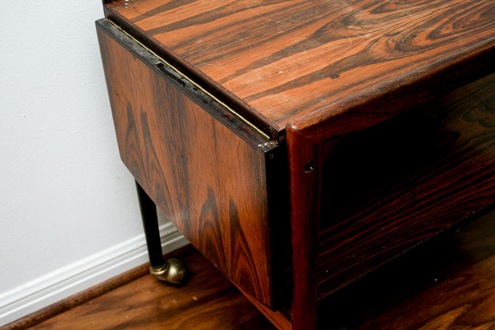 Vintage Rosewood Danish Modern Bar Cart