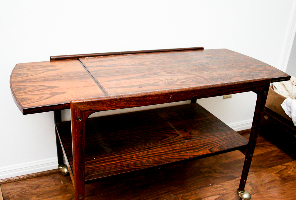 Vintage Rosewood Danish Modern Bar Cart