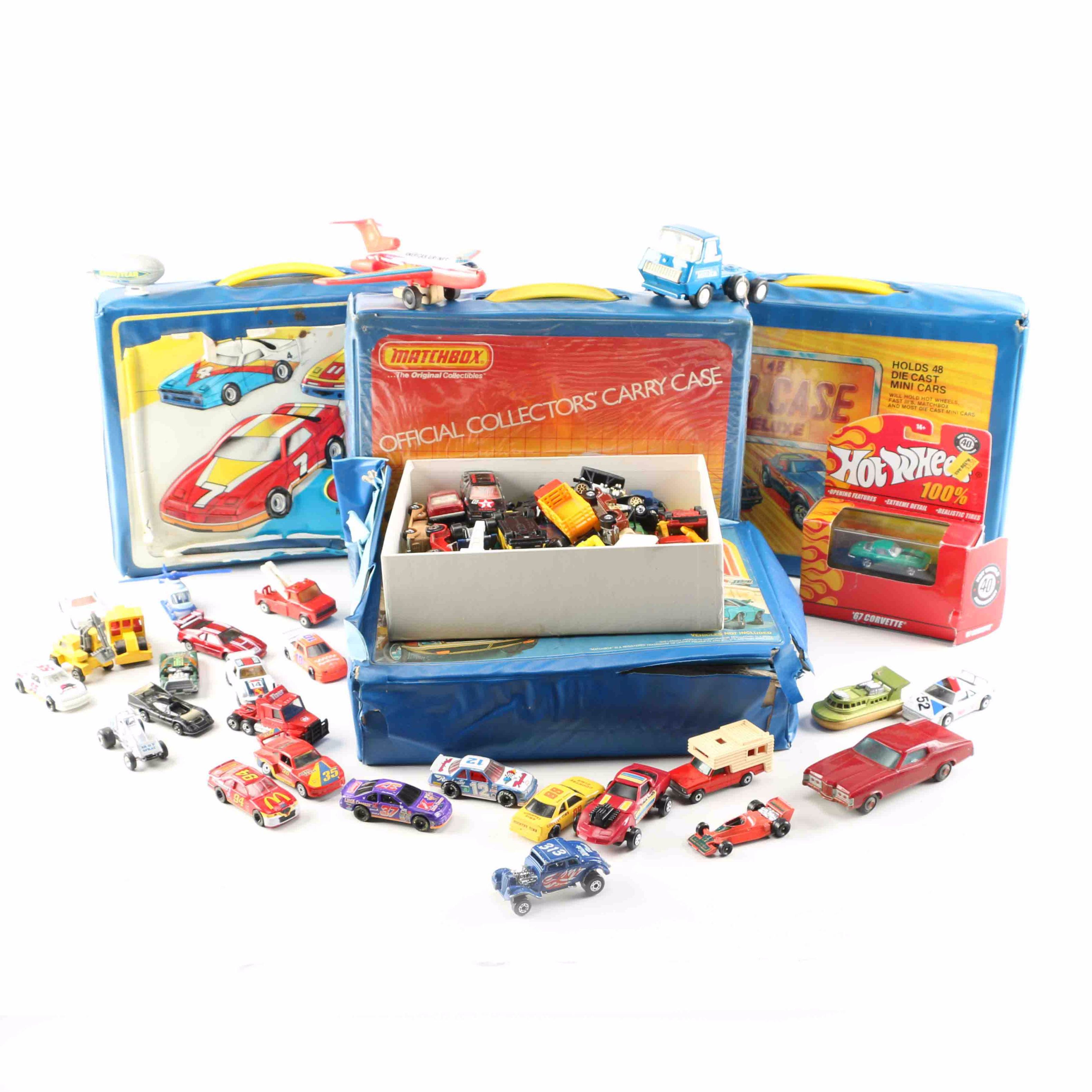 Vintage Toy Car Assortment Featuring Matchbox and Hot Wheels