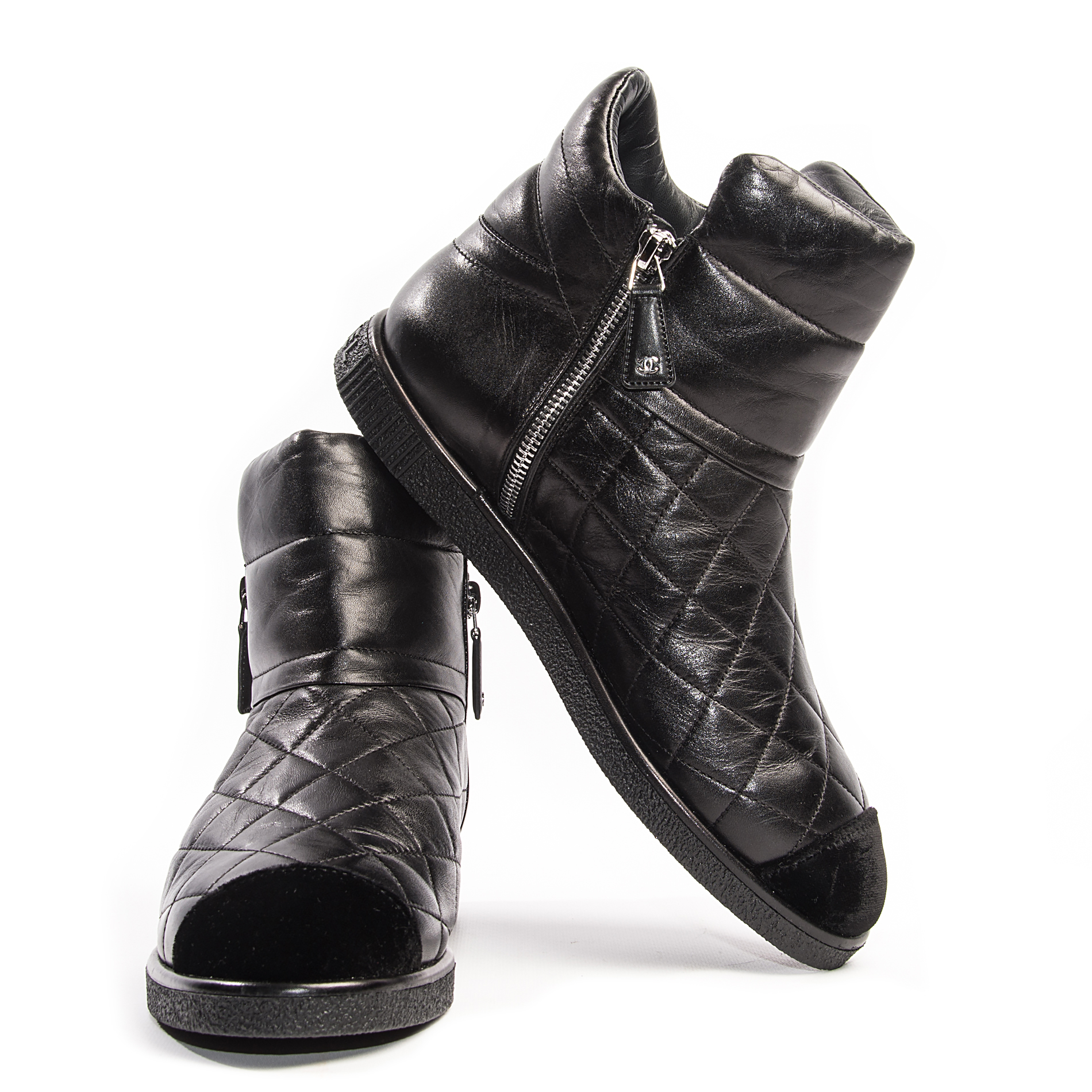 Chanel Quilted Black Sneaker Booties