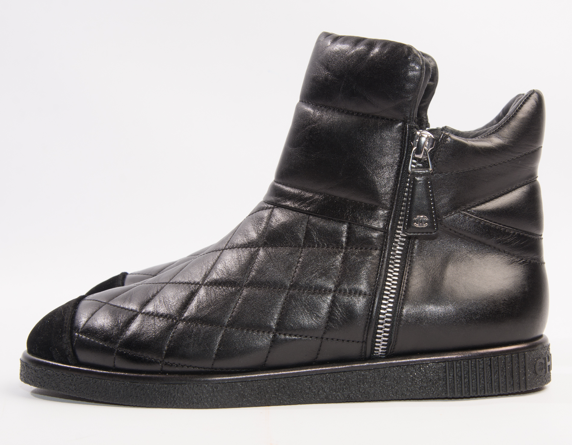 Chanel Quilted Black Sneaker Booties