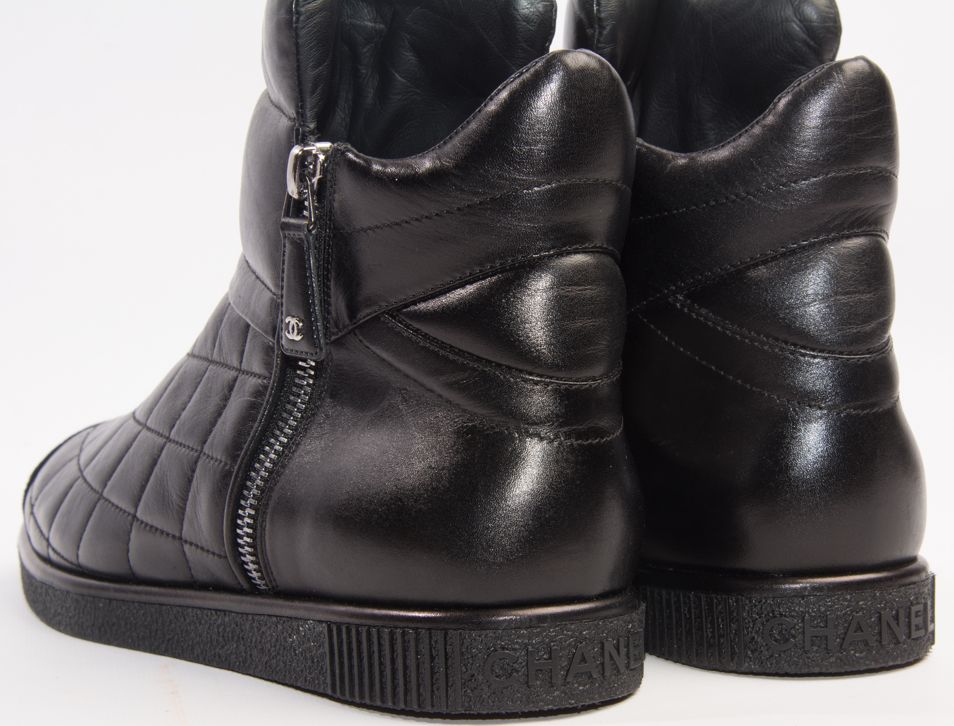 Chanel Quilted Black Sneaker Booties