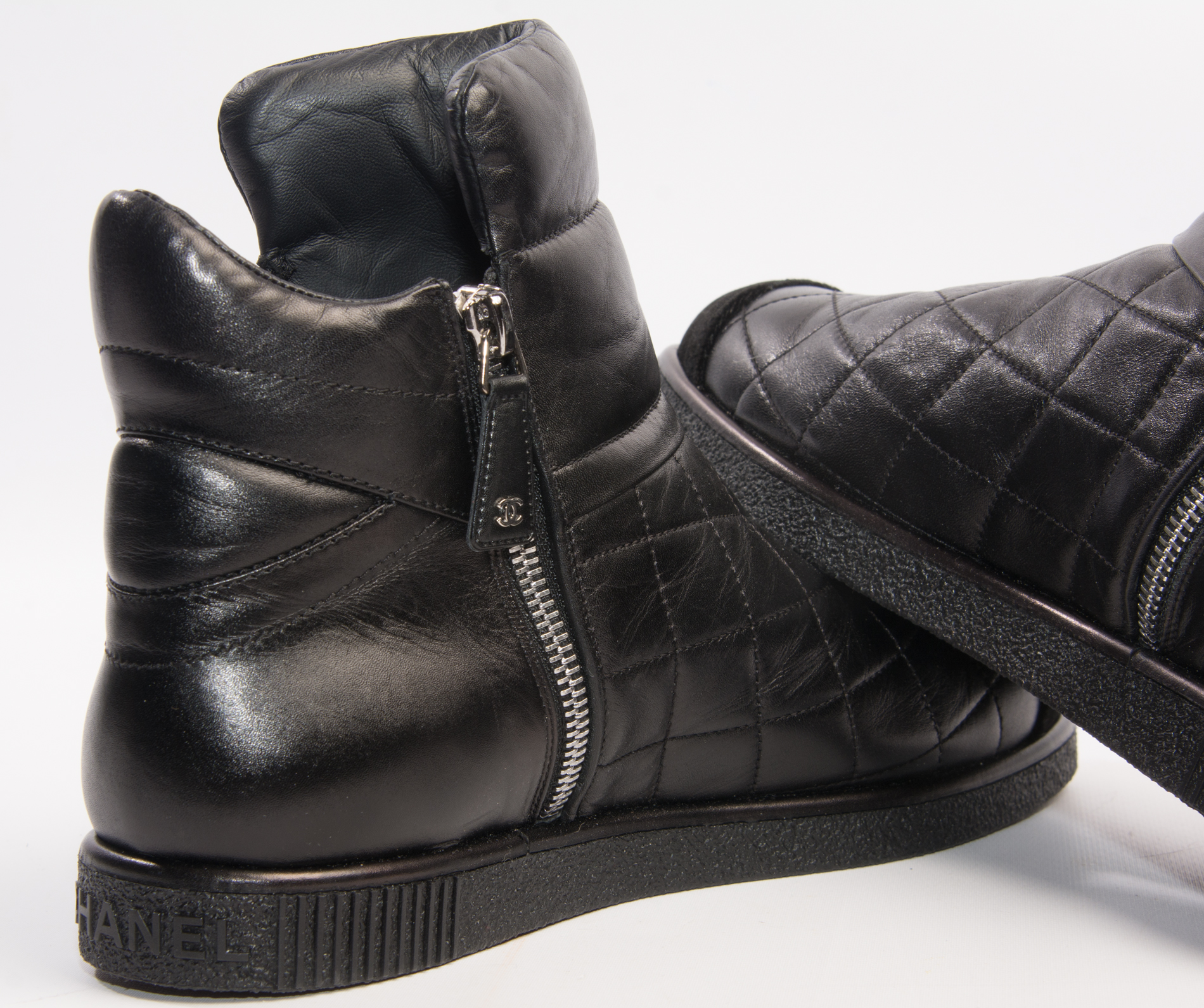 Chanel Quilted Black Sneaker Booties