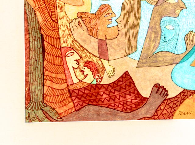 Original Ink Surrealist Painting By Evelyn Marx "Maternity"