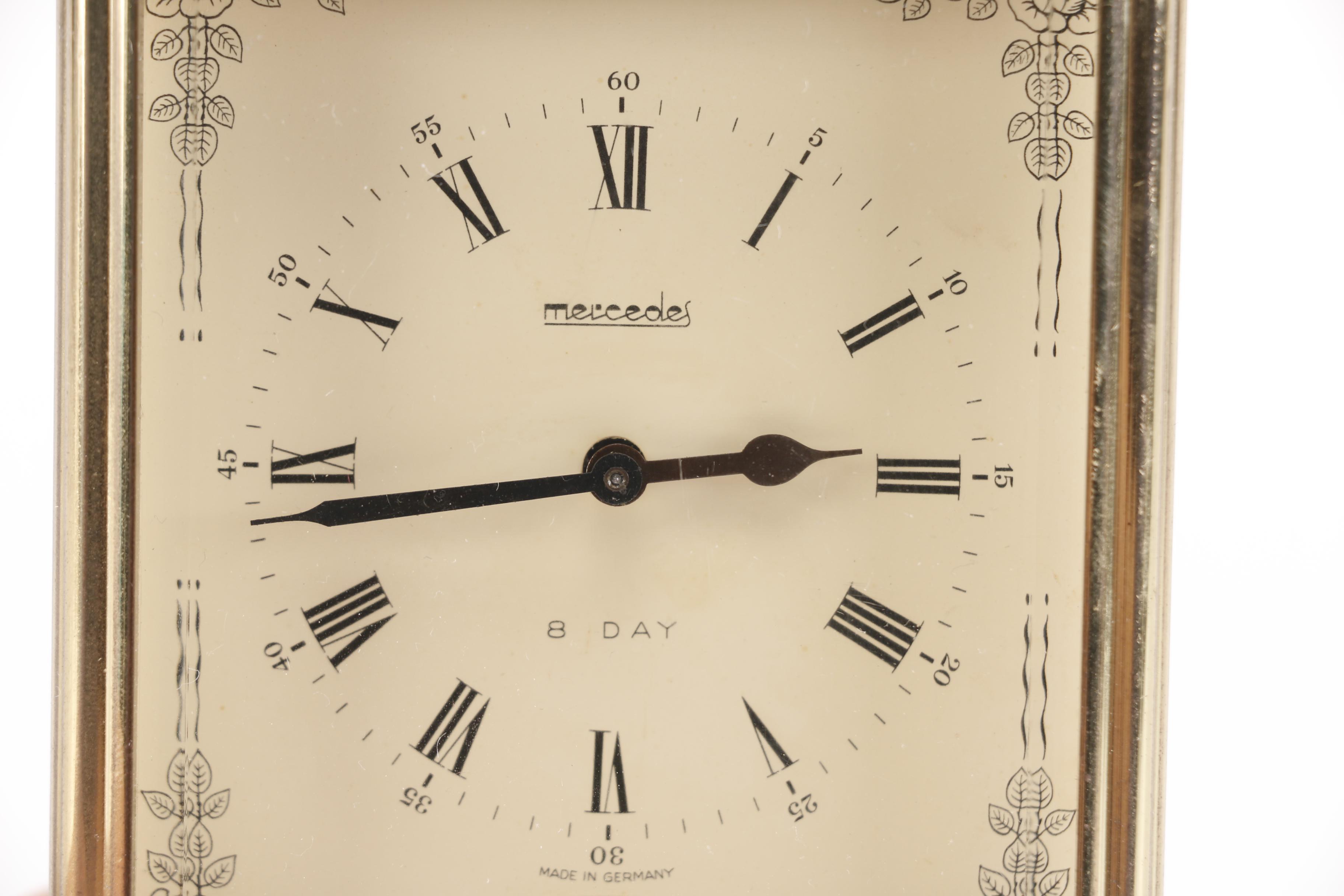 Circa 1950s Schatz Mercedes Brass Carriage Clock