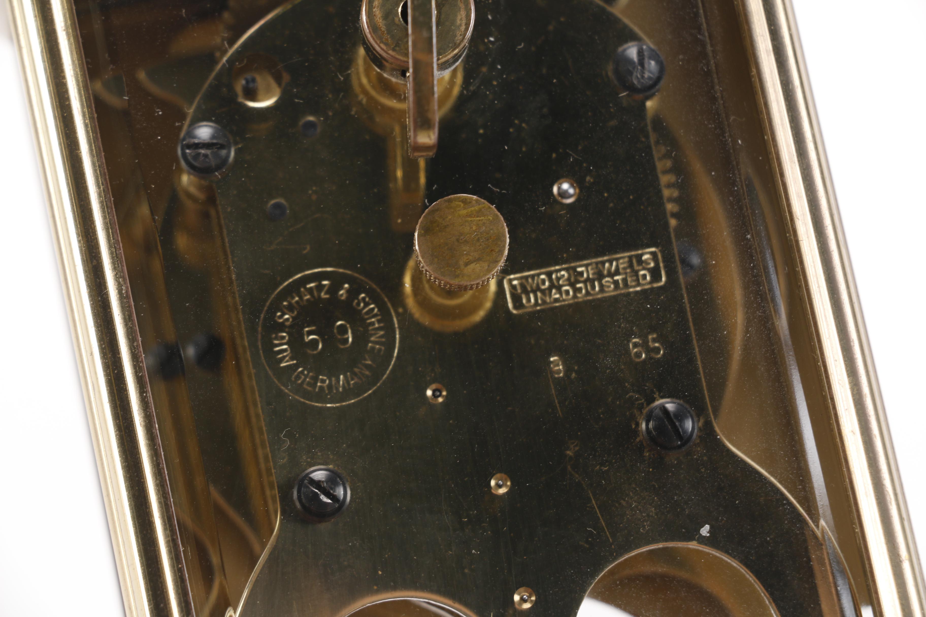 Circa 1950s Schatz Mercedes Brass Carriage Clock