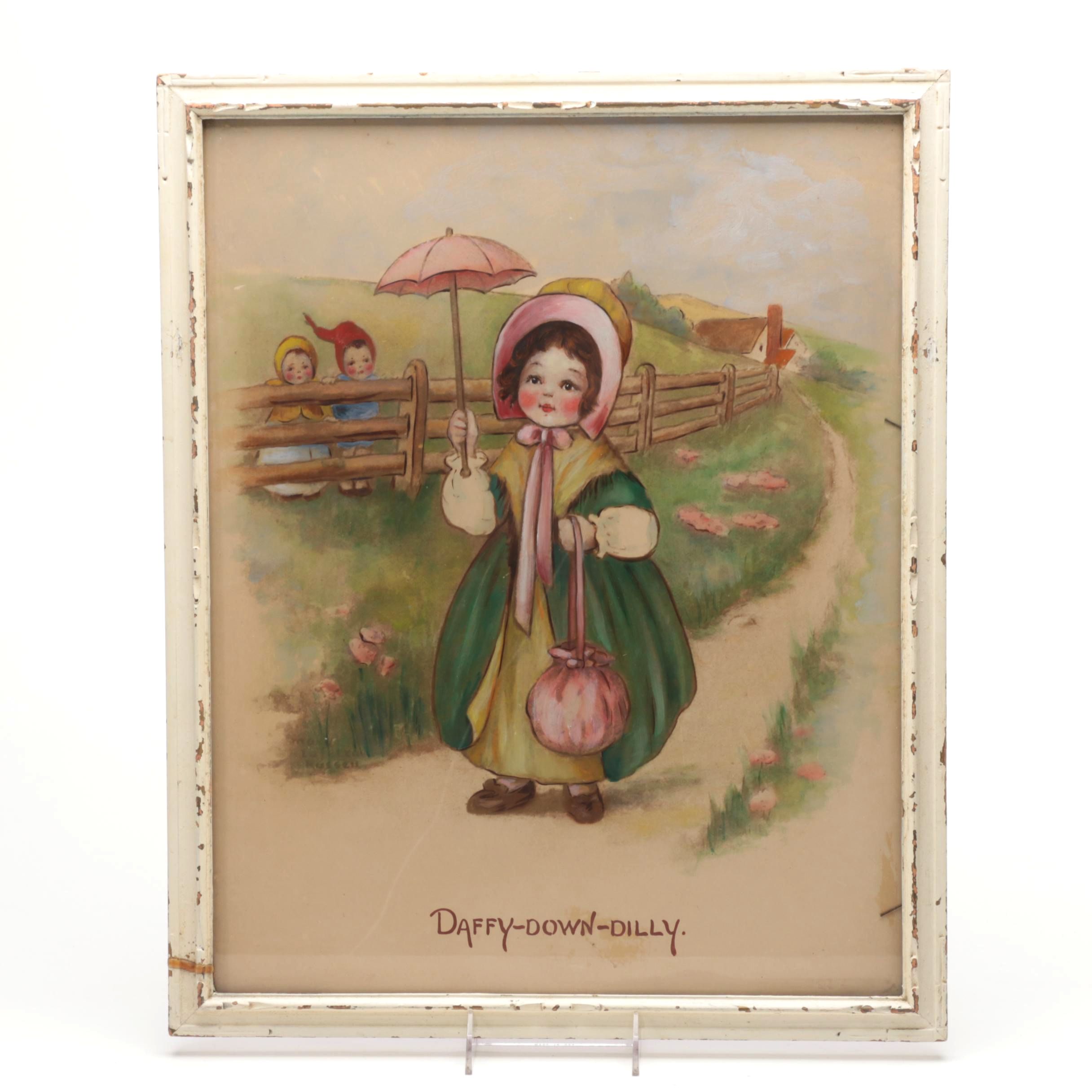 Hand-Painted Offset Lithograph After Mary LaFetra Russell