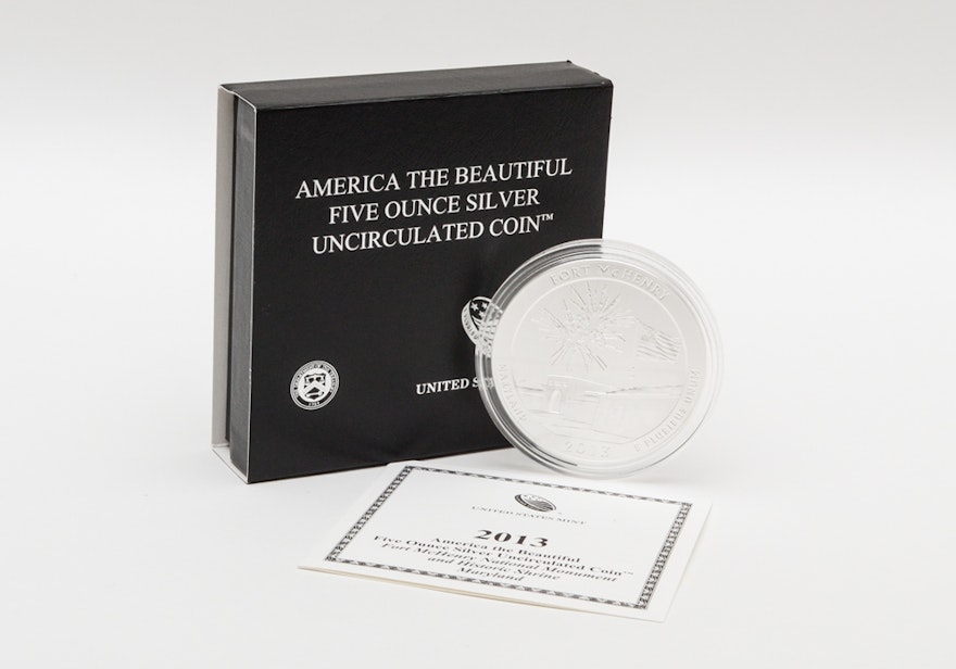 2013 America the Beautiful "Fort McHenry" Five Ounce Silver Uncirculated Coin