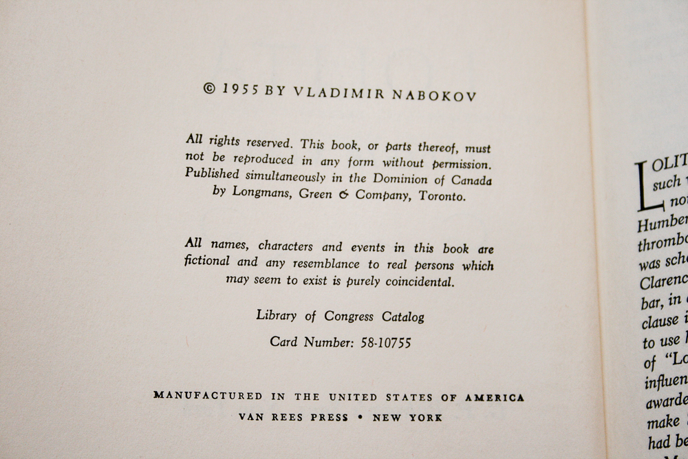 First American Edition, Later Printing of "Lolita" by Vladimir Nabokov