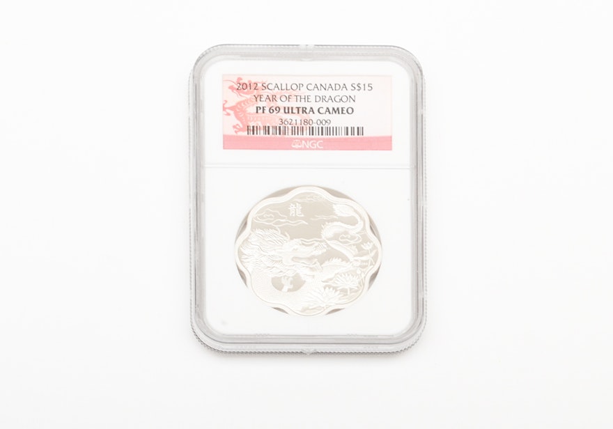 2012 Canadian Lunar Lotus "Year of the Dragon" Ultra Cameo Silver Coin
