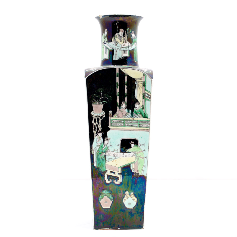 Chinese Famille Noire Style Porcelain Vase