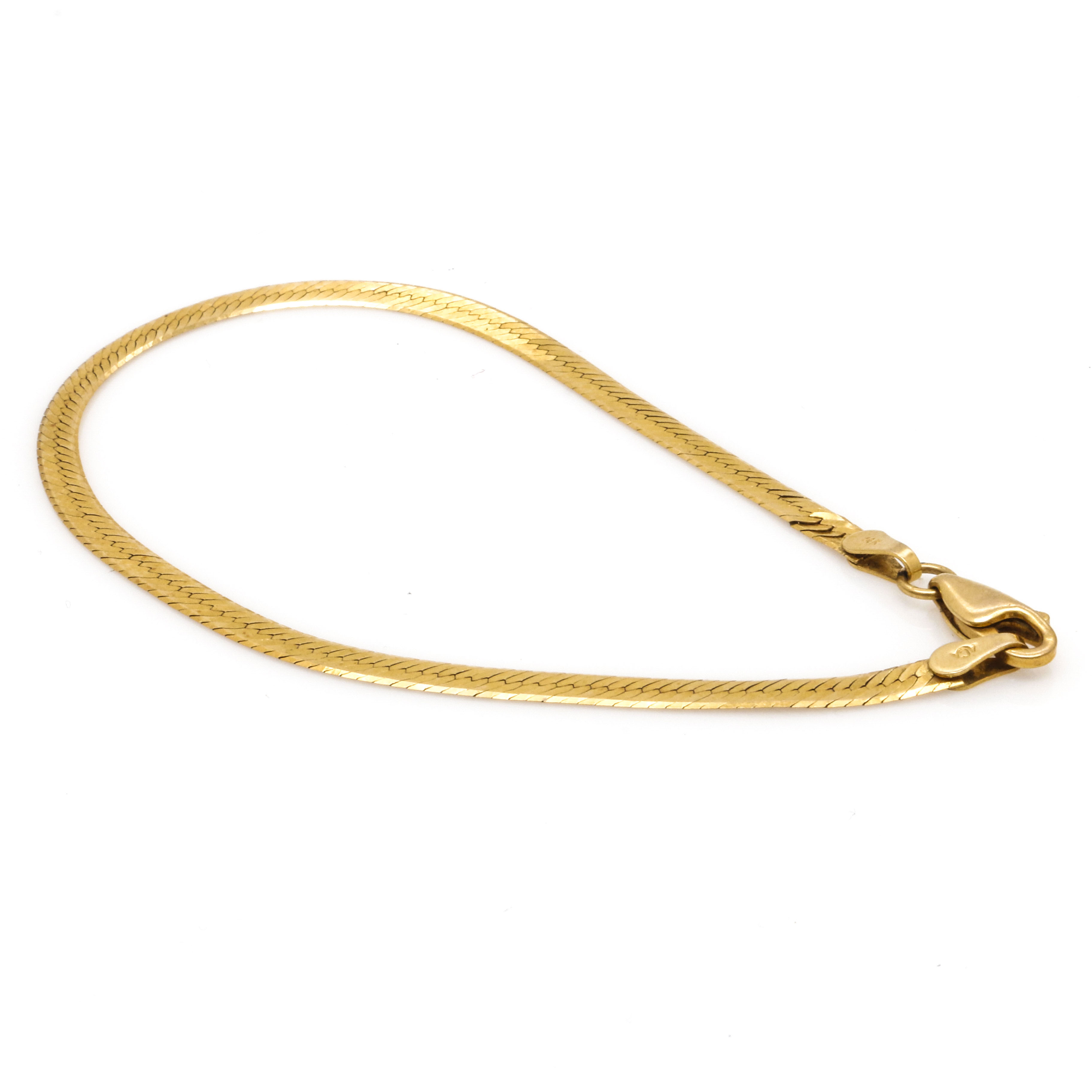 14K Yellow Gold Herringbone Chain Bracelet