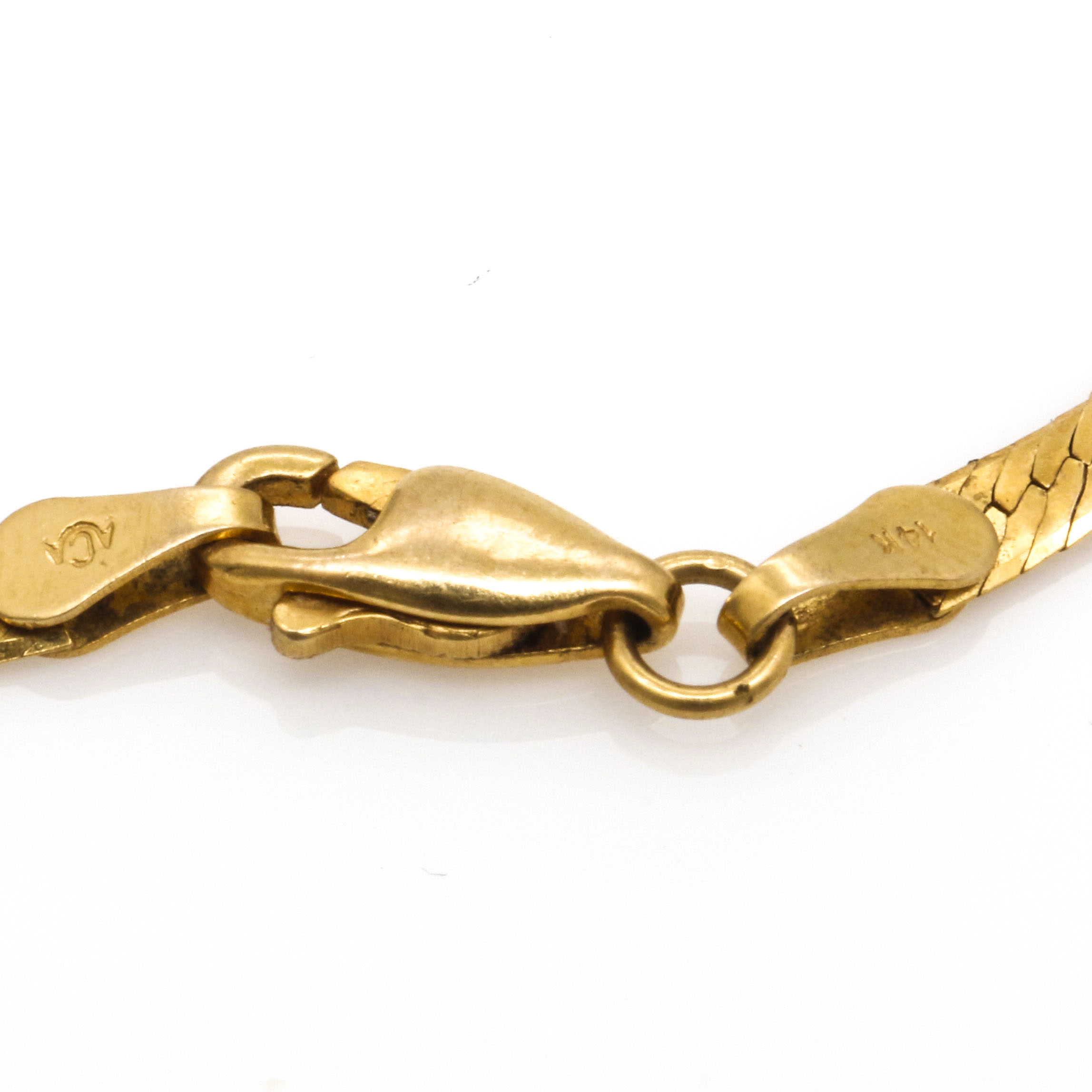 14K Yellow Gold Herringbone Chain Bracelet