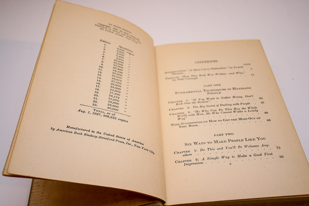 1937 First Edition, Late Printing of  "How to Win Friends and Influence People" by Dale Carnegie