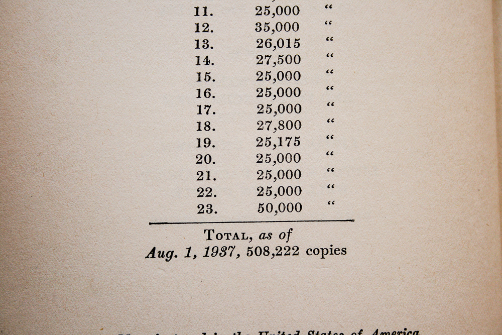 1937 First Edition, Late Printing of  "How to Win Friends and Influence People" by Dale Carnegie